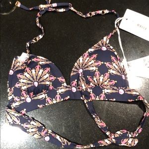 Onda de mar bikini top navy with swimmer pattern